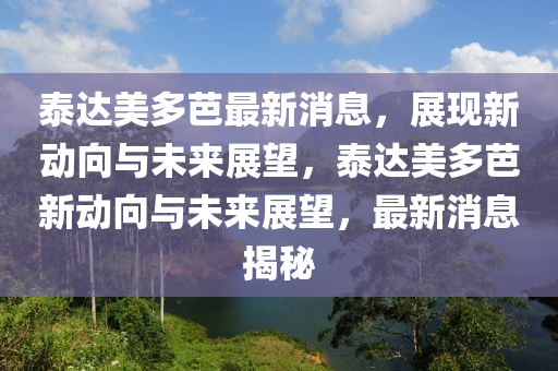 泰达美多芭最新消息,展现新动向与未来展望,泰达美中山市多米克自动化设备有限公司多芭新动向与未来展望,最新消息揭秘