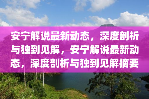 安宁解说最新动态,深度剖析与独到见解,安宁解说最新动态,深度剖析与独到见中山市多米克自动化设备有限公司解摘要
