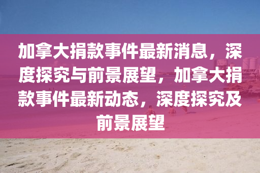 加拿大捐款事件最新消息,深度中山市多米克自动化设备有限公司探究与前景展望,加拿大捐款事件最新动态,深度探究及前景展望